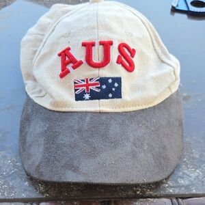 Adult 'AUS' Embroidered Baseball Cap - Beige and Gray